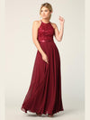 Lace Halter Chiffon Long Bridesmaids Dress - The Dress Outlet