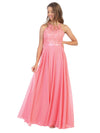 Lace Halter Chiffon Long Bridesmaids Dress - The Dress Outlet