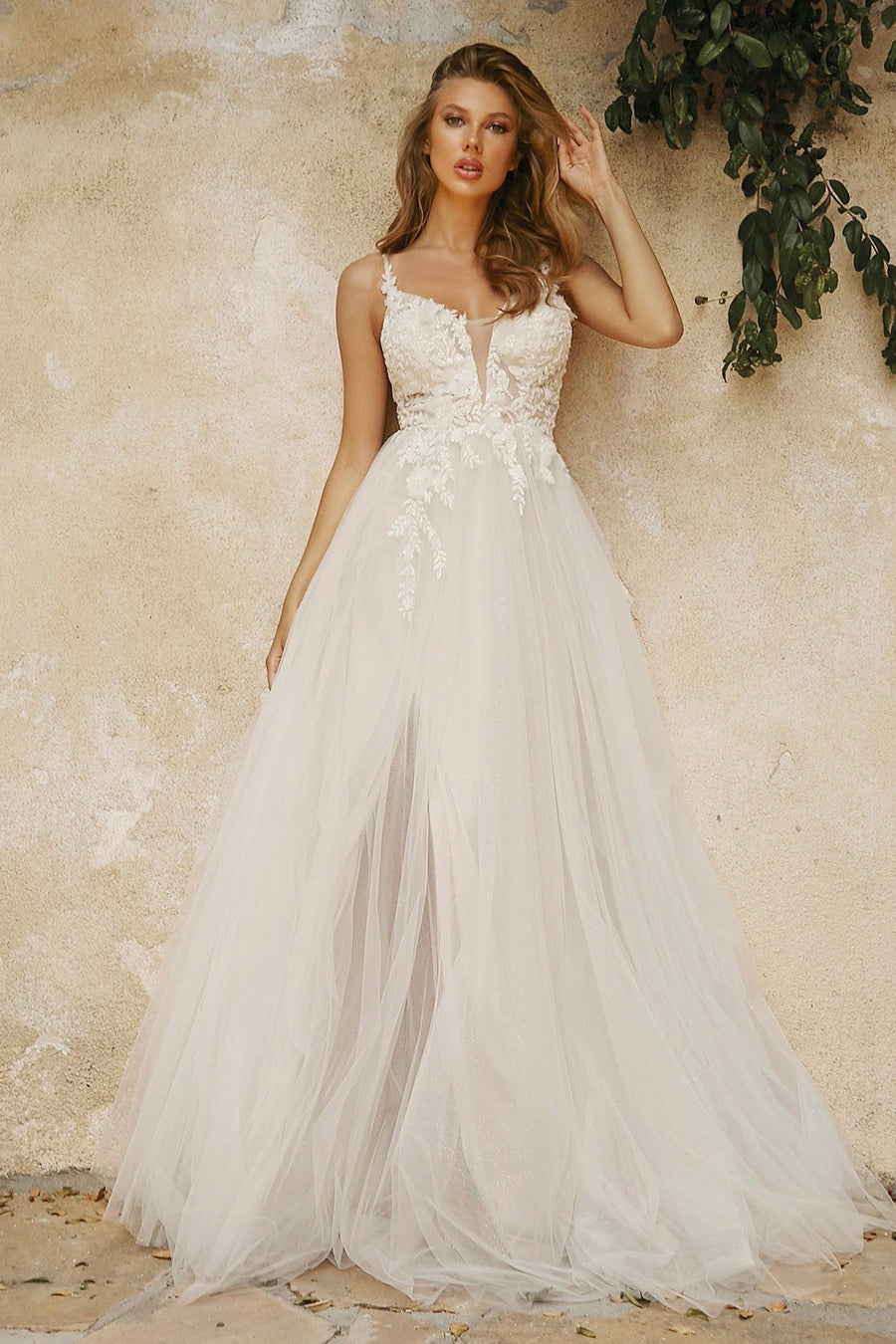 Layered A-Line Tulle Bridal Gown - The Dress Outlet