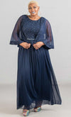 Le Bos Plus Size Long Capelet Chiffon Dress 29397 - The Dress Outlet