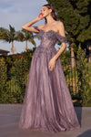 Cinderella Divine CD0198 Off Shoulder Corset Long Prom Ball Gown