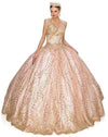 Long Ball Gown Cap Sleeve Glitter Quinceanera Dress - The Dress Outlet