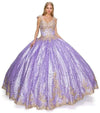 Long Ball Gown Cap Sleeve Glitter Quinceanera Dress - The Dress Outlet