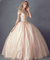 Long Ball Gown Off Shoulder Beaded Quinceanera Dress - The Dress Outlet