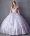 Long Ball Gown Off Shoulder Beaded Quinceanera Dress - The Dress Outlet