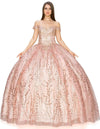 Long Ball Gown Off Shoulder Glitter Quinceanera Dress - The Dress Outlet