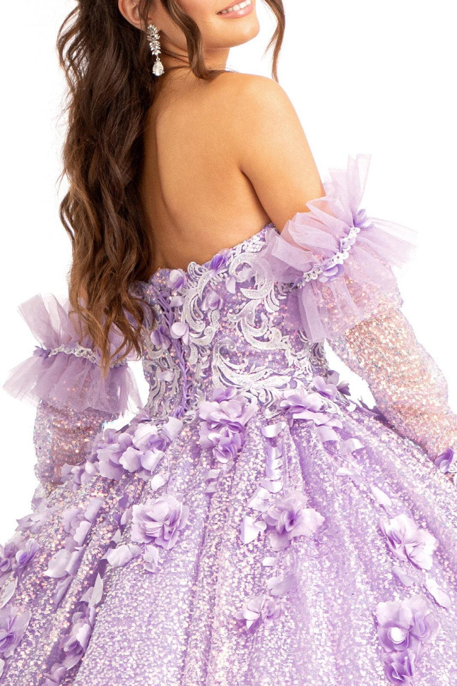 Long Ball Gown Sequins Quinceanera Dress - The Dress Outlet