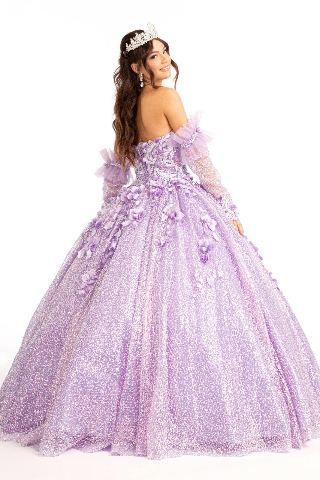 Long Ball Gown Sequins Quinceanera Dress - The Dress Outlet