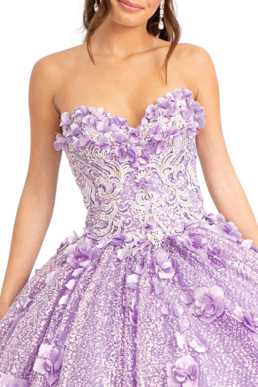 Long Ball Gown Sequins Quinceanera Dress - The Dress Outlet