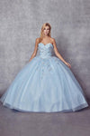 Long Ball Gown Strapless Quinceanera Cape Dress - The Dress Outlet