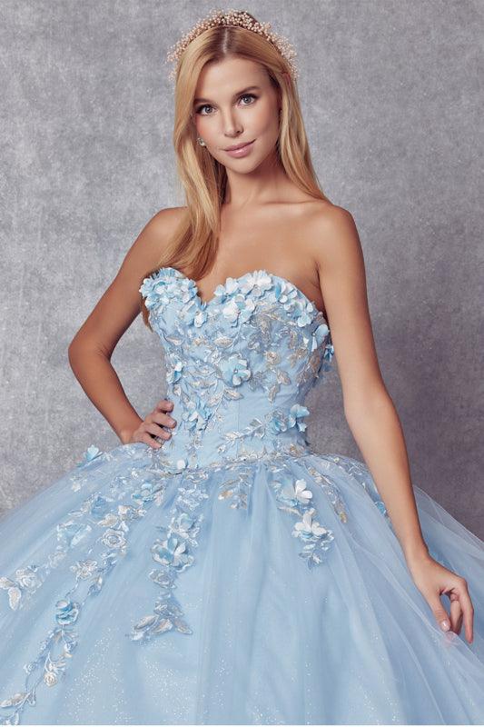 Long Ball Gown Strapless Quinceanera Cape Dress - The Dress Outlet