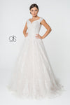 Long Bridal Gown Cap Sleeve Wedding Dress - The Dress Outlet