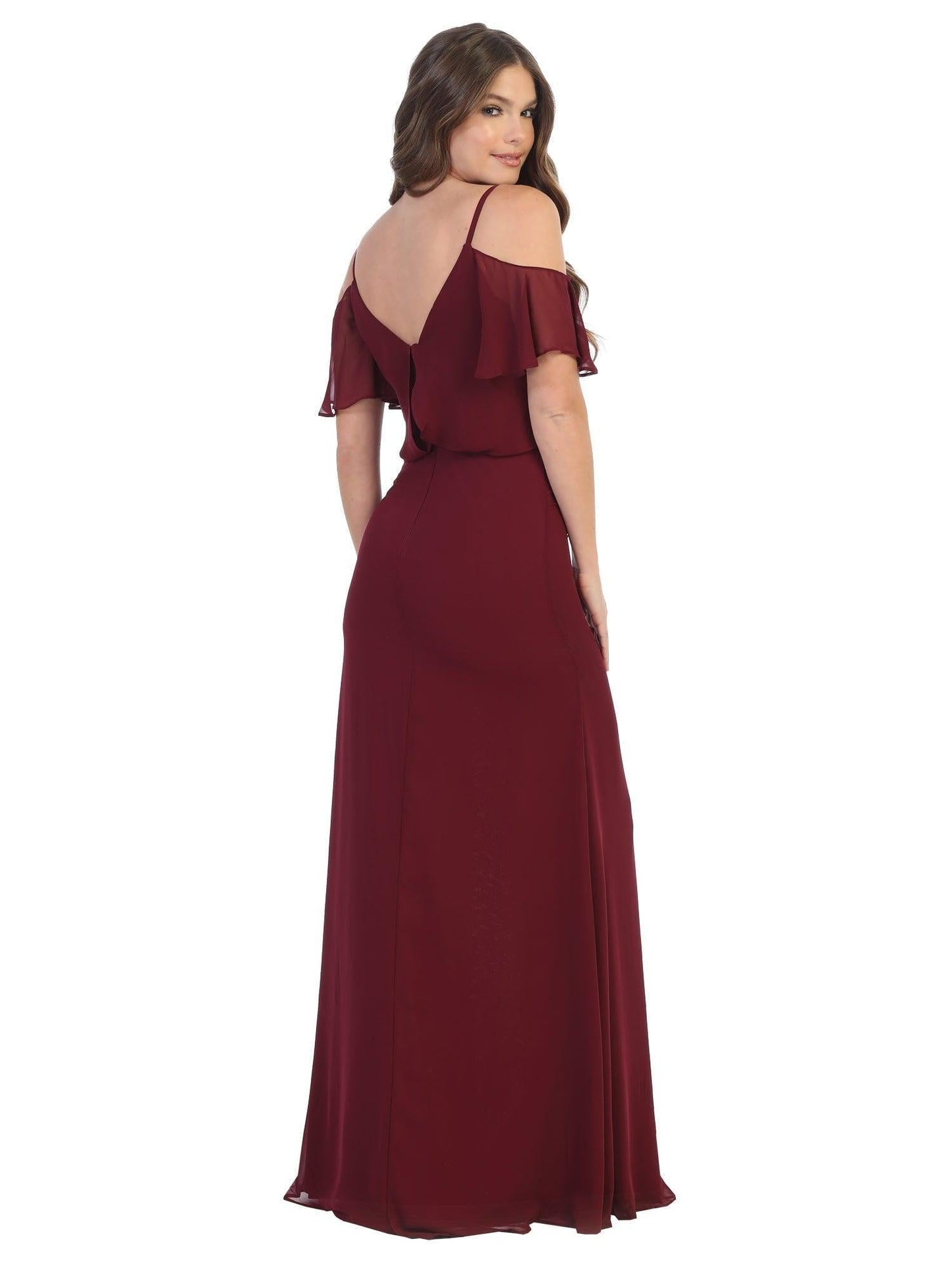 Long Bridesmaids Off Shoulder Blouson Dress Sale - The Dress Outlet