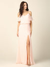 Long Bridesmaids Off Shoulder Blouson Dress - The Dress Outlet