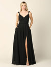 Long Bridesmaids Ruffle Sleeve Chiffon Gown - The Dress Outlet