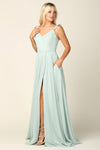 Long Bridesmaids Ruffle Sleeve Chiffon Gown - The Dress Outlet