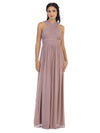 Long Criss Cross Halter Bridesmaid Dress - The Dress Outlet