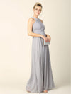 Long Criss Cross Halter Bridesmaid Dress - The Dress Outlet