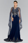 Long Evening Gown Prom Cape Dress - The Dress Outlet Elizabeth K