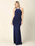 Long Fitted Halter Metallic Prom Dress - The Dress Outlet