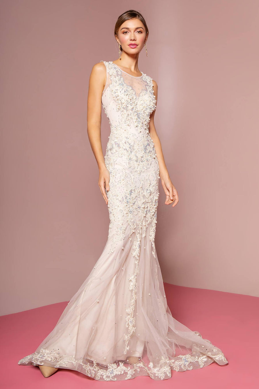 Long Fitted Sleeveless Wedding Dress Sale - The Dress Outlet