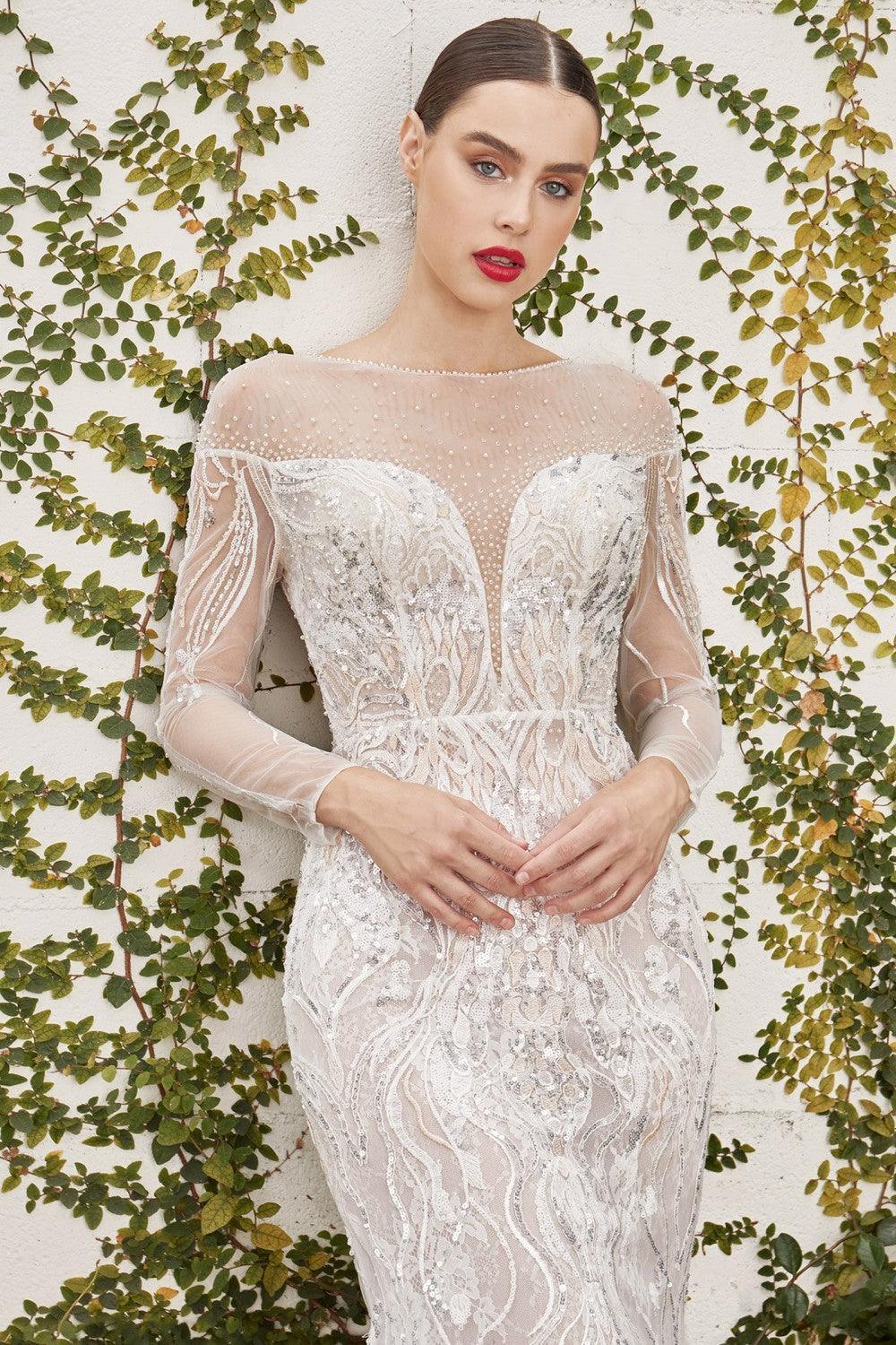 Long Fitted Wedding Gown - The Dress Outlet