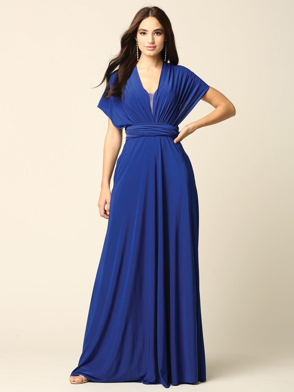 Long Formal Bridesmaids Convertible Wrap Dress - The Dress Outlet