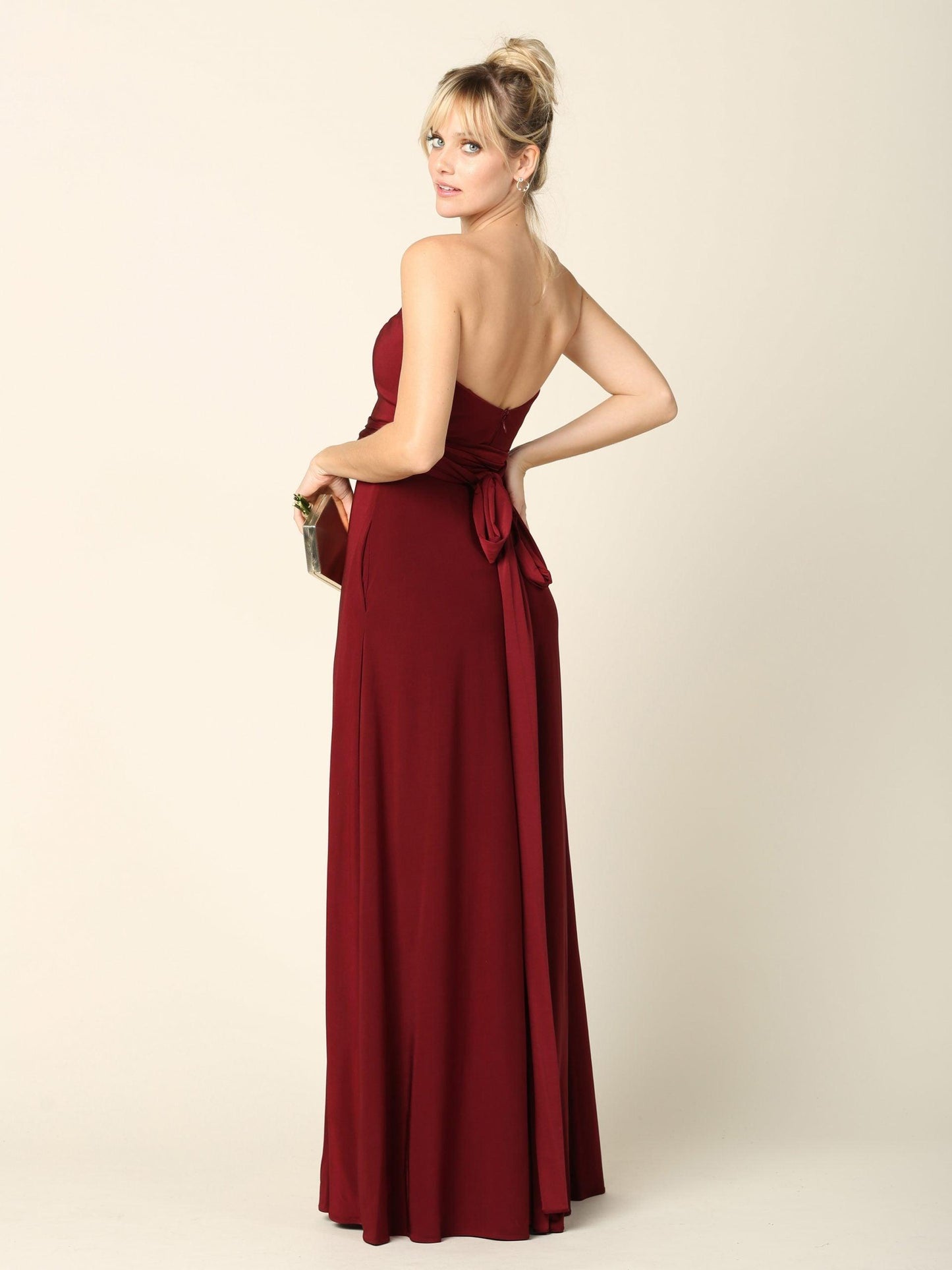 Long Formal Bridesmaids Convertible Wrap Dress - The Dress Outlet