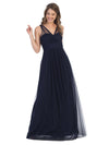 Long Formal Bridesmaids Sleeveless Tulle Dress - The Dress Outlet