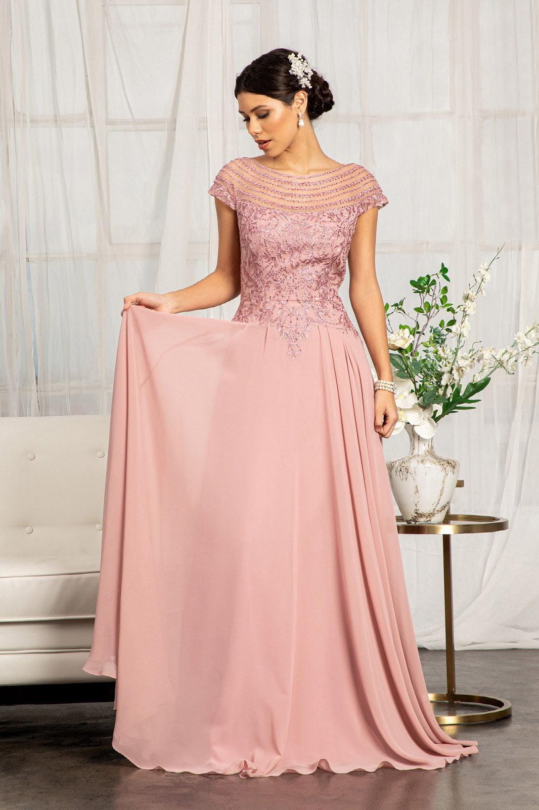 Long Formal Chiffon Mother of the Bride Dress - The Dress Outlet