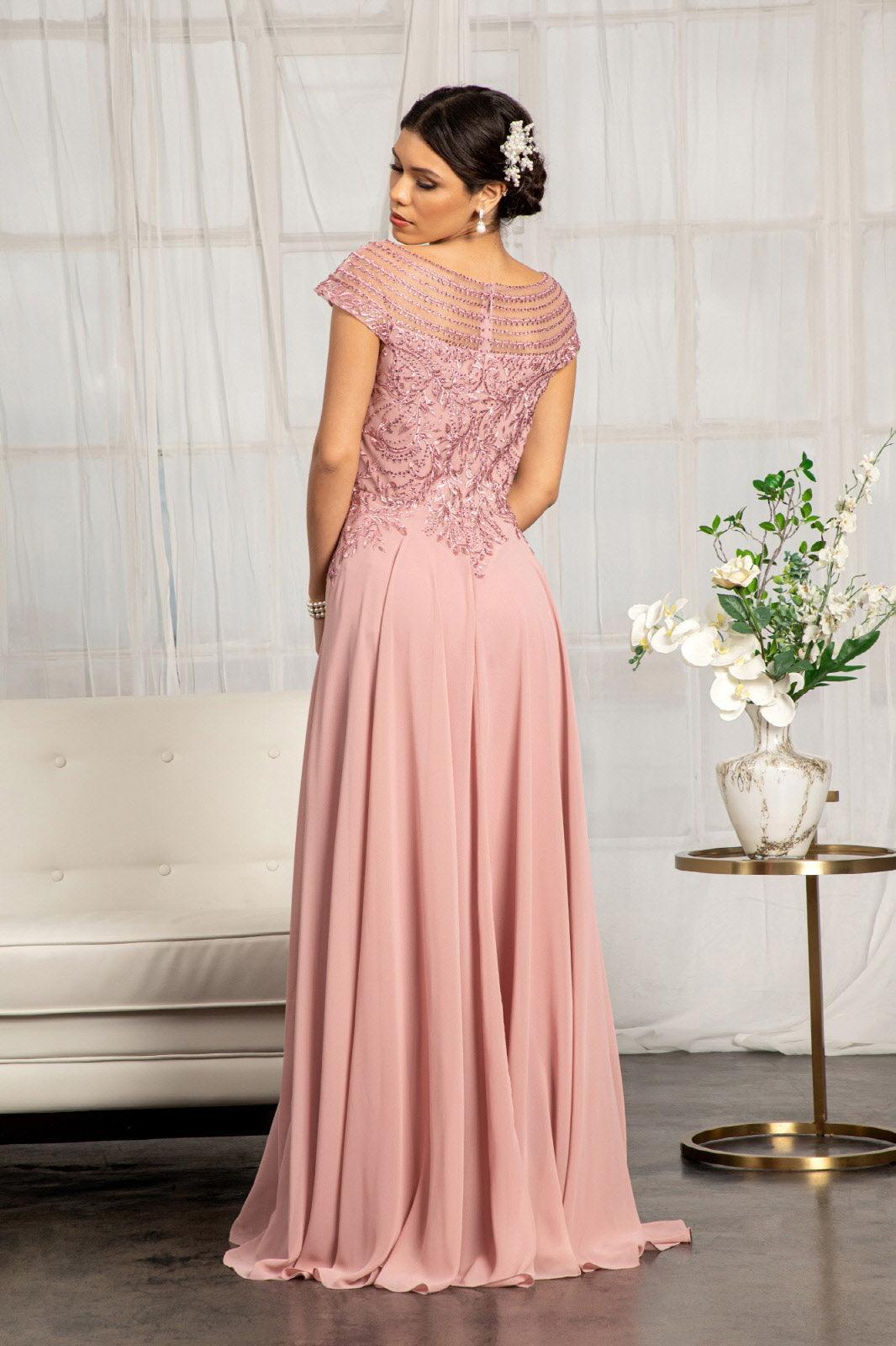 Long Formal Chiffon Mother of the Bride Dress - The Dress Outlet