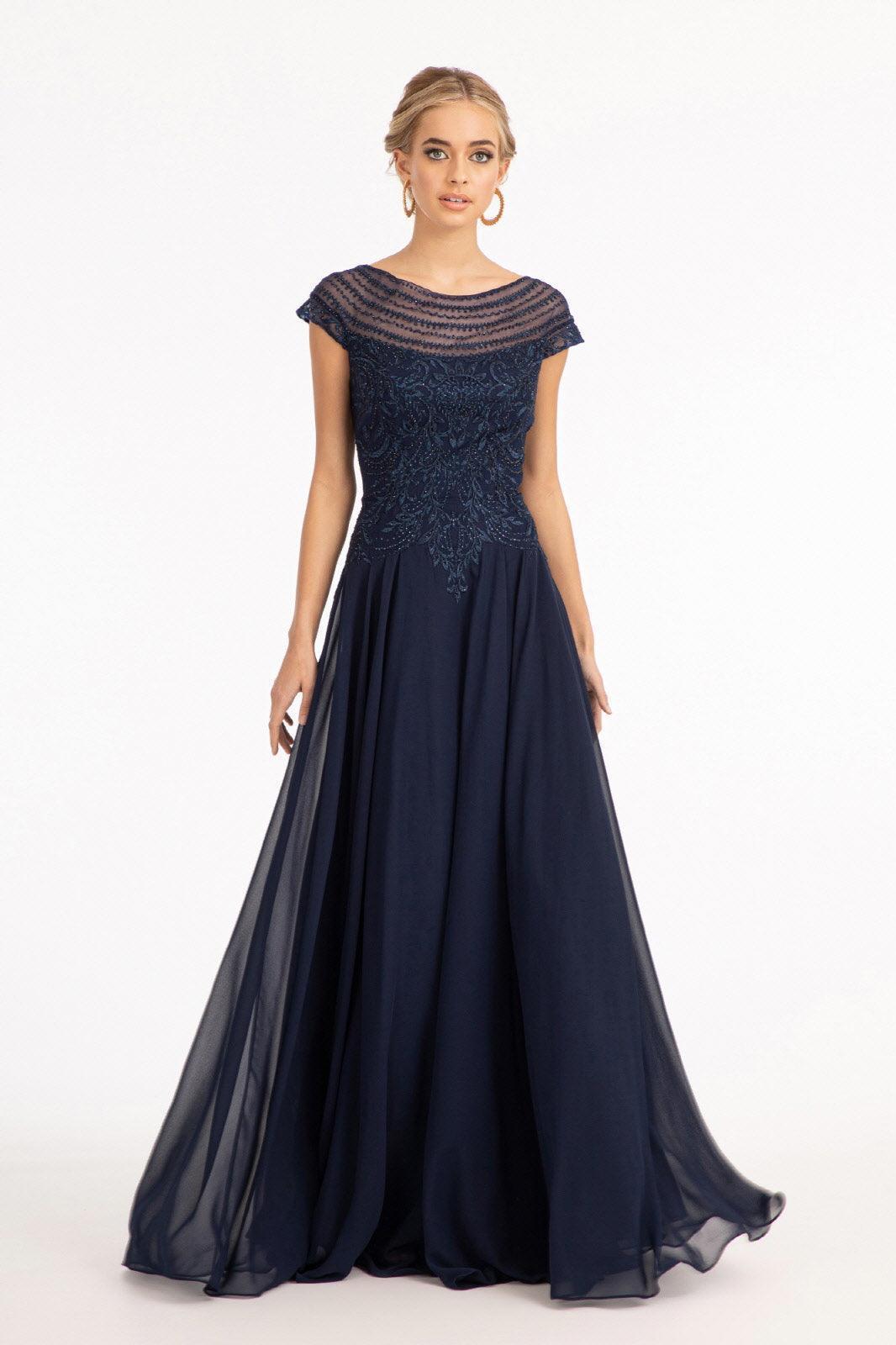 Long Formal Chiffon Mother of the Bride Dress - The Dress Outlet