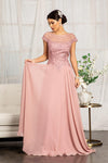 Long Formal Chiffon Mother of the Bride Dress Dusty Rose