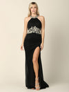 Long Formal Fitted Halter Metallic Prom Dress - The Dress Outlet