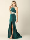 Long Formal Fitted Halter Metallic Prom Dress - The Dress Outlet