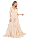 Long Formal Flutter Sleeves Bridesmaids Dress - The Dress Outlet