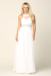 Long Formal Halter Chiffon Bridesmaids Dress - The Dress Outlet