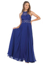 Long Formal Halter Chiffon Bridesmaids Dress - The Dress Outlet