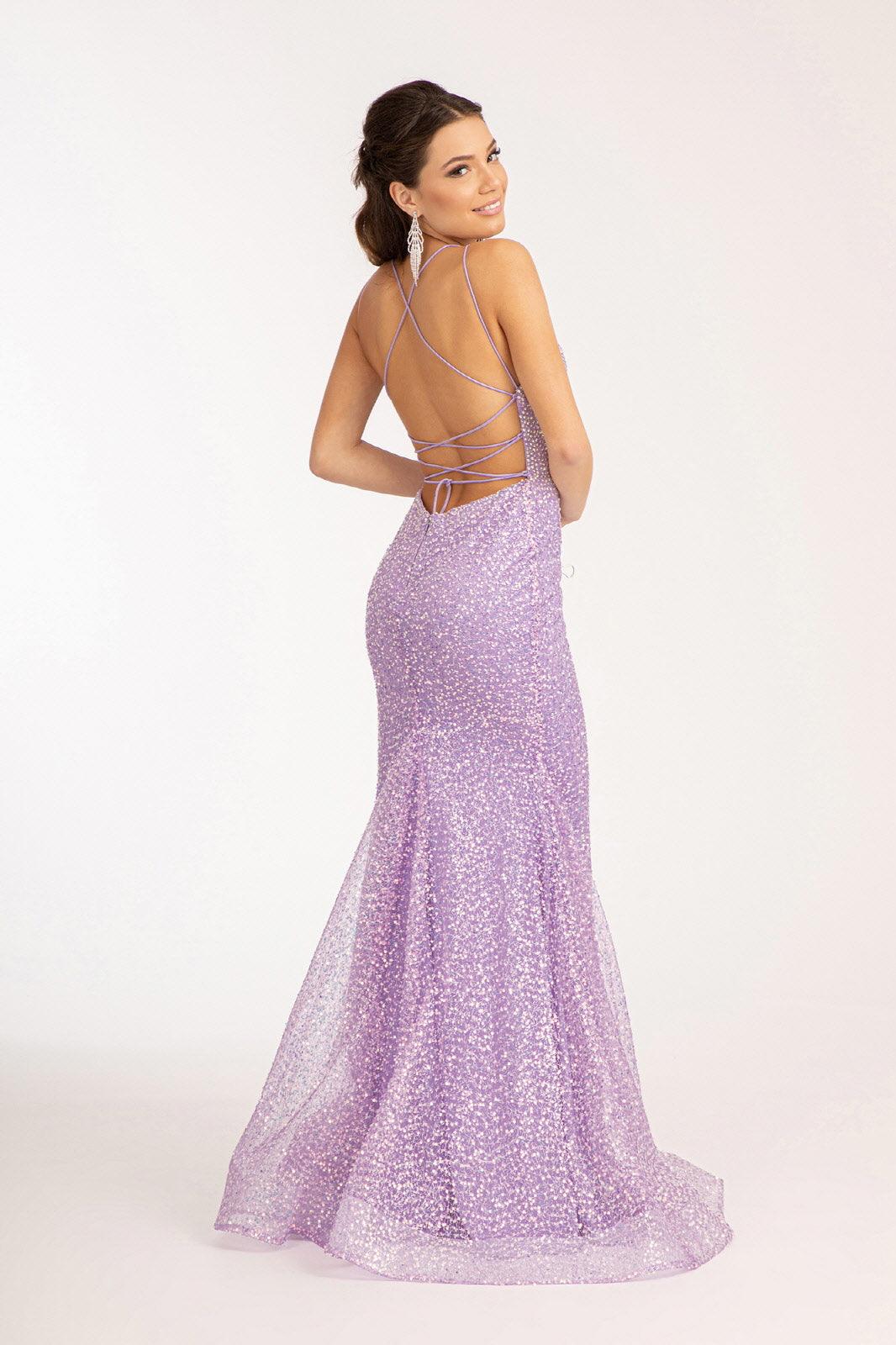 Lilac Long Formal Mesh Mermaid Prom Dress │ The Dress Outlet for $296.99
