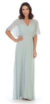 Long Formal Mother of the Bride Draped Chiffon Gown - The Dress Outlet