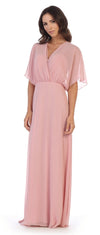 Long Formal Mother of the Bride Draped Chiffon Gown - The Dress Outlet