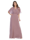 Long Formal Mother of the Bride Draped Chiffon Gown - The Dress Outlet