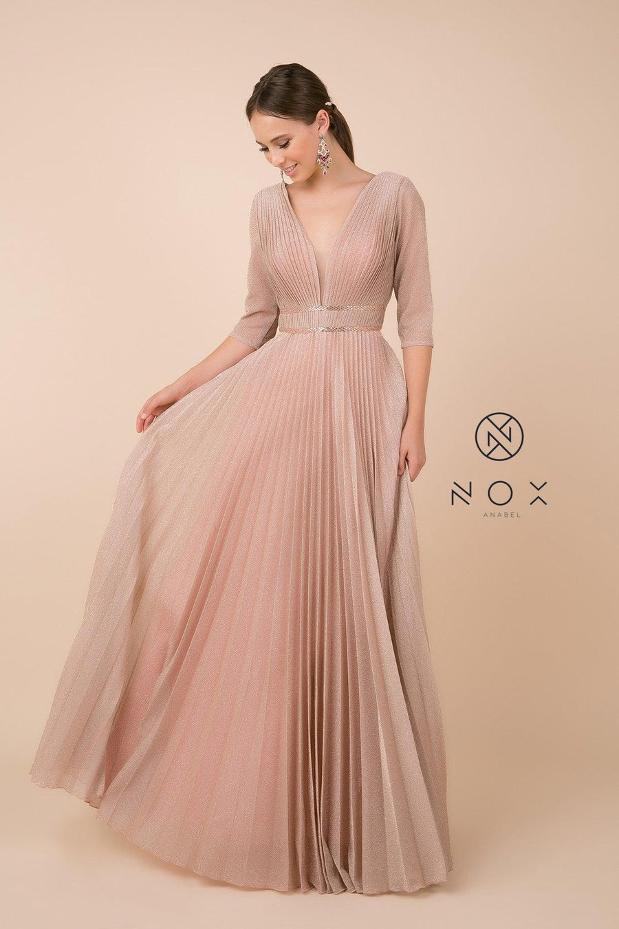 Long Formal Mother of the Bride with Sleeve Dress - The Dress Outlet