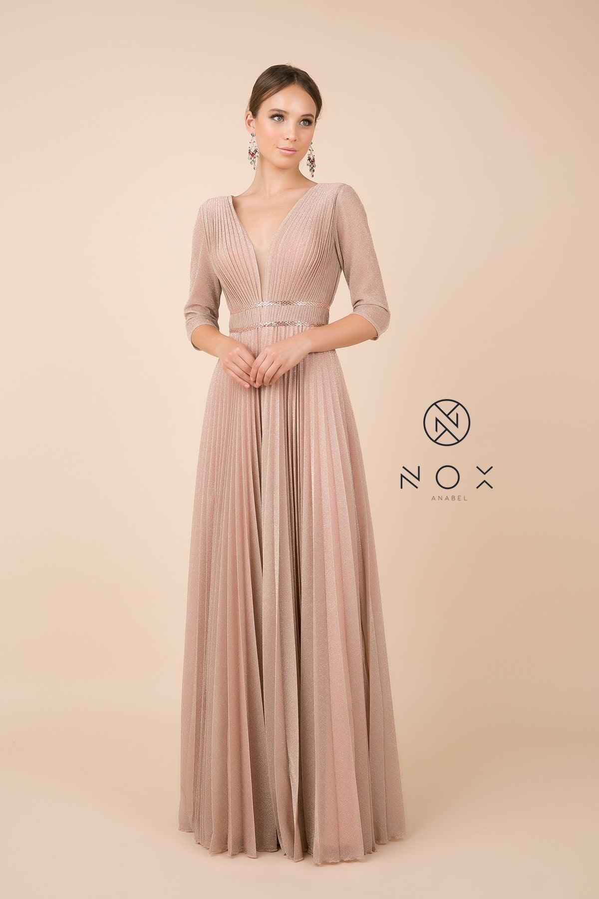 Long Formal Mother of the Bride with Sleeve Dress - The Dress Outlet