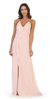 Long Formal Ruffled Chiffon Bridesmaids Dress - The Dress Outlet