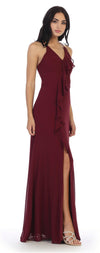 Long Formal Ruffled Chiffon Bridesmaids Dress - The Dress Outlet