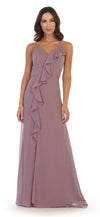 Long Formal Ruffled Chiffon Bridesmaids Dress - The Dress Outlet