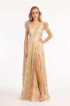 Long Formal Sleeveless Feather Prom Dress - The Dress Outlet