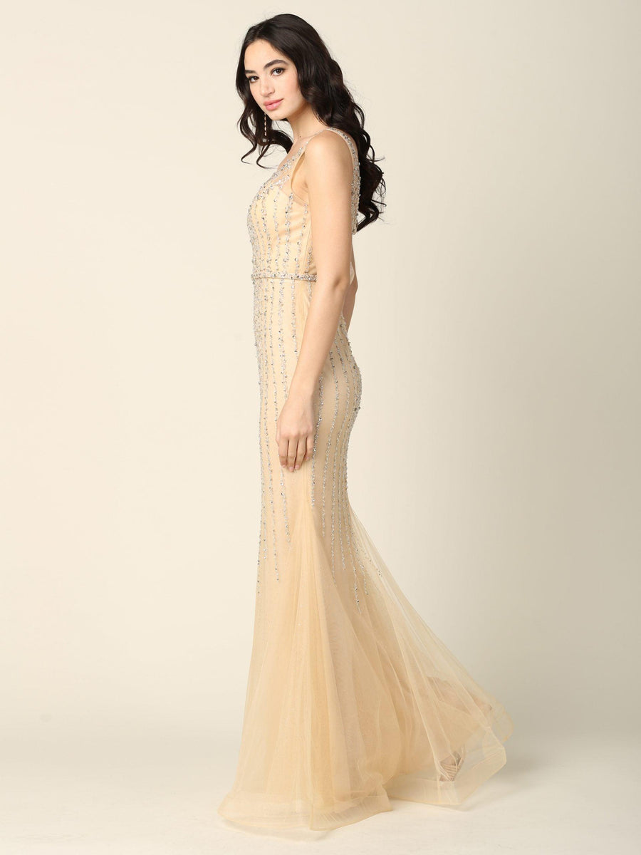 Long Formal Sleeveless Fitted Prom Gown - The Dress Outlet