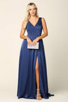 Long Formal Sleeveless Satin Bridesmaids Dress - The Dress Outlet